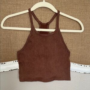 Brown Ribbed Women's Top